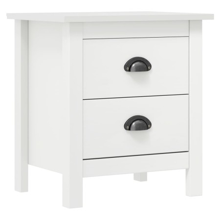 Comodino Hill Bianco 46x35x49,5 cm Legno Massello di Pino