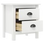 Comodino Hill Bianco 46x35x49,5 cm Legno Massello di Pino