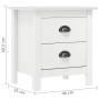 Comodino Hill Bianco 46x35x49,5 cm Legno Massello di Pino