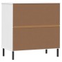 Credenza con 3 Cassetti Bianca 77x40x79,5cm Legno Massello OSLO