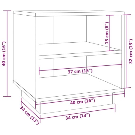 Comodino Bianco 40x34x40 cm in Legno Massello di Pino