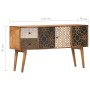 Credenza con Motivo Stampato 130x30x70 cm in Massello di Mango