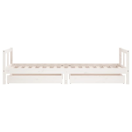 Giroletto Bambini con Cassetti Bianco 80x200cm Massello di Pino