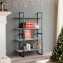 Libreria 4Ripiani Grigio Cemento 100x30x140cm Legno Multistrato