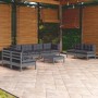 Set Divani da Giardino 9 pz con Cuscini Legno Massello di Pino