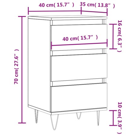 Credenza Nera 40x35x70 cm in Legno Multistrato