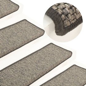 Tappeti Autoadesivi Scale Sisal 15 pz 65x21x4 cm Grigio e Beige