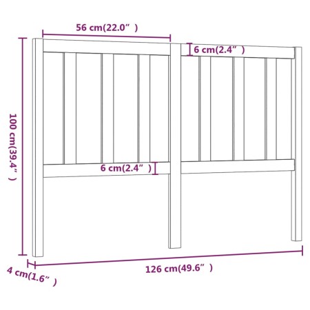 Testiera per Letto Nera 126x4x100 cm in Legno Massello di Pino