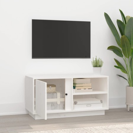 Mobile Porta TV Bianco 80x35x40,5 cm in Legno Massello di Pino