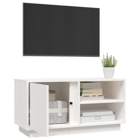 Mobile Porta TV Bianco 80x35x40,5 cm in Legno Massello di Pino