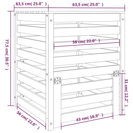 Compostiera Bianca 63,5x63,5x77,5 cm in Legno Massello di Pino