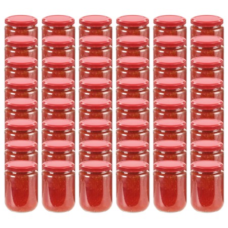 Vasi per Marmellata in Vetro Coperchio Rosso 48 pz 230 ml