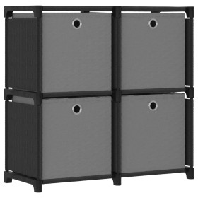 Mobile con 12 Scatole a Cubo Nero 69x30x72,5 cm in Tessuto