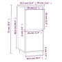 Credenza Grigia 31,5x34x75 cm in Legno Massello di Pino