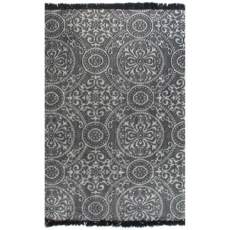 Tappeto Kilim in Cotone 120x180 cm Grigio con Motivi