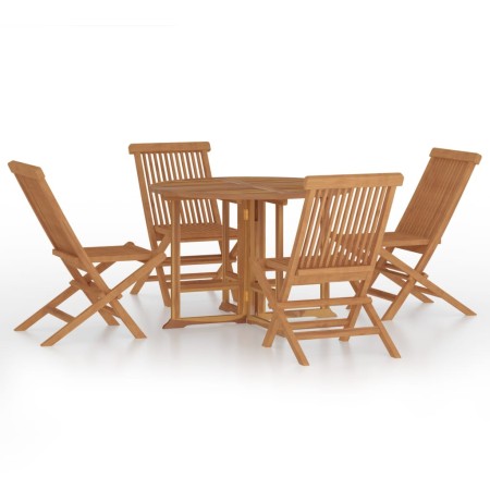 Set da Pranzo Pieghevole per Esterni 5pz Legno Massello di Teak