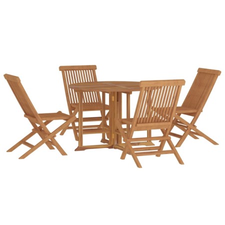 Set da Pranzo Pieghevole per Esterni 5pz Legno Massello di Teak