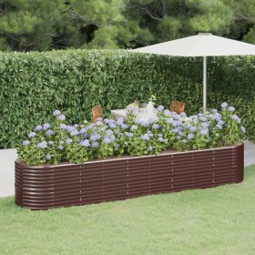 Letto Giardino Acciaio Verniciato a Polvere 368x80x68cm Marrone