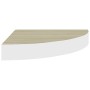 Mensola Angolare Rovere e Bianco 35x35x3,8 cm in MDF