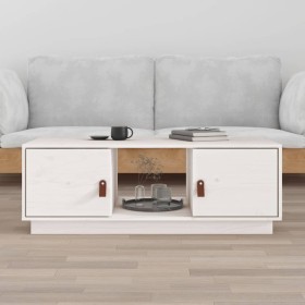 Tavolino da Salotto Bianco 100x50x35 cm Legno Massello di Pino