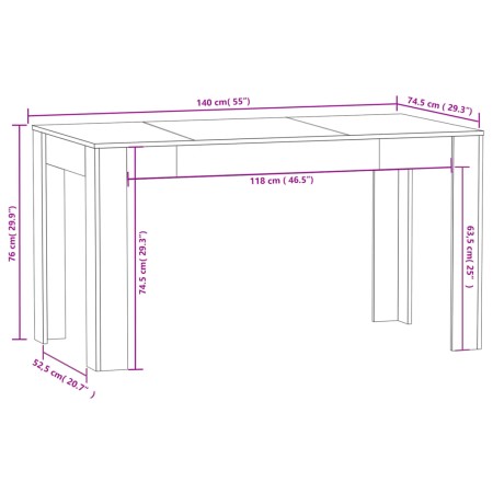 Tavolo da Pranzo Rovere Fumo 140x74,5x76 cm Legno Multistrato