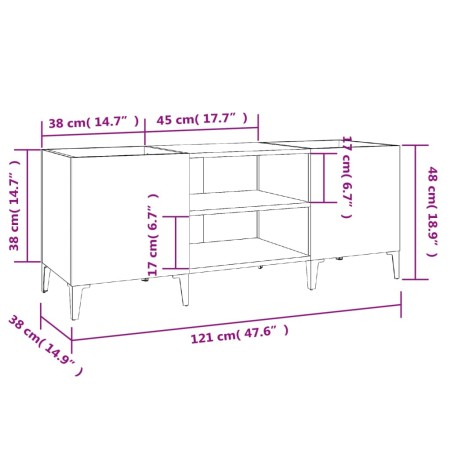 Mobile Porta Dischi Bianco Lucido 121x38x48cm Legno Multistrato