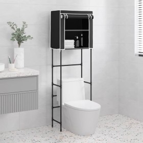 Rastrelliera per Bagno a 2 Livelli Nero 56x30x170 cm Ferro