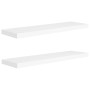 Scaffali a Parete 2 pz Bianchi 90x23,5x3,8 cm in MDF