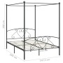 Letto a Baldacchino Grigio in Metallo 140x200 cm