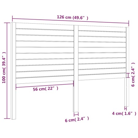 Testiera per Letto Nera 126x4x100 cm in Legno Massello di Pino