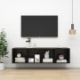 Mobile TV da Parete Nero Lucido 37x37x142,5cm Legno Multistrato