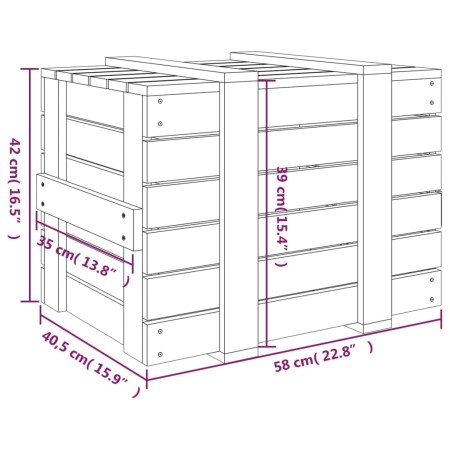 Contenitore Portaoggetti Grigio 58x40,5x42 cm Massello di Pino