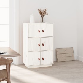 Credenza Bianca 67x40x108,5 cm in Legno Massello di Pino