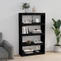 Libreria/Divisorio Nero 80x30x135,5cm in Legno Massello di Pino