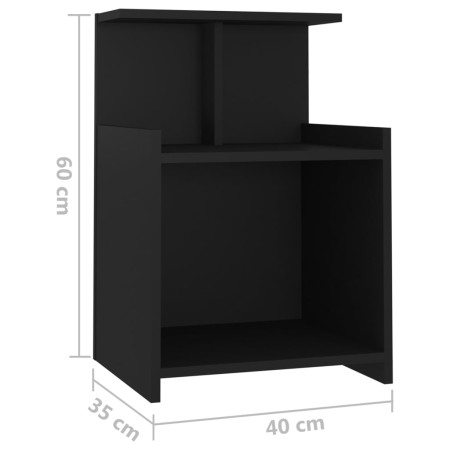 Comodini 2pz Neri 40x35x60 cm in Legno Multistrato