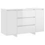 Credenza con 3 Cassetti Bianco Lucido 120x41x75cm in Truciolato