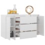 Credenza con 3 Cassetti Bianco Lucido 120x41x75cm in Truciolato