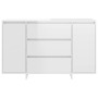 Credenza con 3 Cassetti Bianco Lucido 120x41x75cm in Truciolato