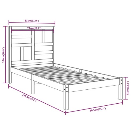 Giroletto in Legno Massello 75x190 cm Small Single