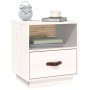 Comodini Bianco 2 pz 40x34x45 cm in Legno Massello di Pino