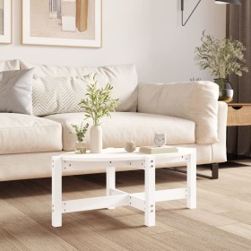 Tavolino da Salotto Bianco 87x48x35cm in Legno Massello di Pino