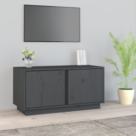 Mobile Porta TV Grigio 80x35x40,5 cm in Legno Massello di Pino