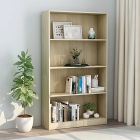 Libreria 4 Ripiani Rovere Sonoma 80x24x142 cm Legno Multistrato