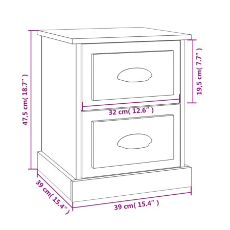 Comodino Rovere Sonoma 39x39x47,5 cm in Legno Multistrato