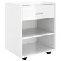 Mobiletto con Ruote Bianco Lucido 46x36x59 cm Legno Multistrato