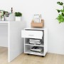 Mobiletto con Ruote Bianco Lucido 46x36x59 cm Legno Multistrato