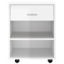 Mobiletto con Ruote Bianco Lucido 46x36x59 cm Legno Multistrato