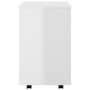 Mobiletto con Ruote Bianco Lucido 46x36x59 cm Legno Multistrato
