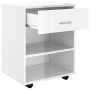 Mobiletto con Ruote Bianco Lucido 46x36x59 cm Legno Multistrato