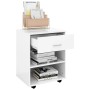 Mobiletto con Ruote Bianco Lucido 46x36x59 cm Legno Multistrato